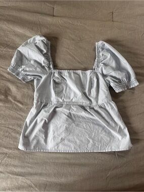 Abercrombie Babydoll Top Puff Sleeve Light Baby Blue